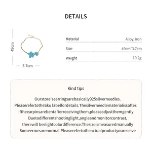 Detailed specifications for adjustable blue flower necklace with alloy and iron material info