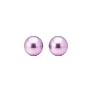 Elegant lavender purple round pearl stud earrings for women in Korean style design