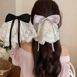 Koreanischer Ins-Stil Spitze Perle Haarspange Elegant Schleife Haargummi Handgefertigt Stoff Kopfschmuck Für Damen Mädchen Hochzeit Party