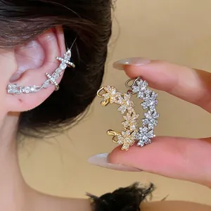 Bagues d'Oreille en Cuivre Zirconia Goutte d'Eau pour Femmes Sans Perçage Design de Luxe Haut de Gamme Bijoux Géométriques