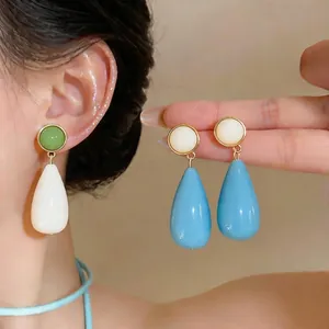 Minimalist Teardrop Resin Drop Earrings With 925 Sterling Silver Earring Post Elegant Enamel Dangle Earrings For Women Fashion Jewelry Gift