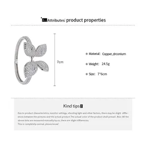 Product details showing a sparkling butterfly bangle with copper and zirconium specs
