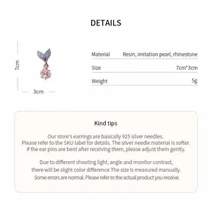 Comprehensive product details showing mermaid tail earring size, weight, and material specs