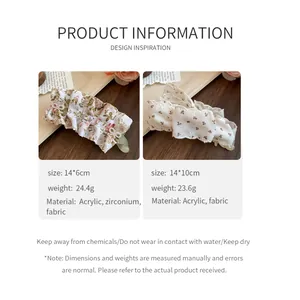 Spécifications détaillées des barrettes banane en tissu floral avec dentelle