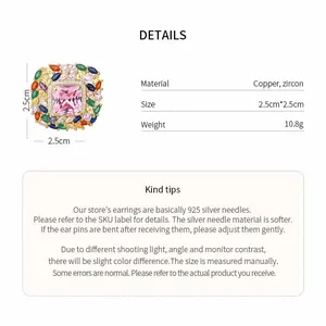 Detailkarte für 18k vergoldete Blumenohrringe mit Zirkonia und rosa Mittelstein