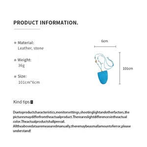 Detailed size guide for blue leather glasses holder necklace with starfish