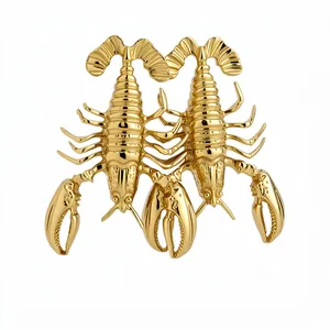 Vintage exaggerated gold lobster stud earrings with realistic metal texture