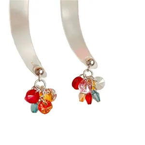 Dopamine style colorful zircon stud earrings with vibrant multi-colored crystal charms