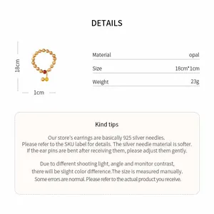 Technical specifications and size details for retro opal beaded bracelet hand string
