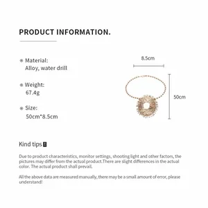 Product specification detail for sunburst pendant necklace made of alloy and water drill