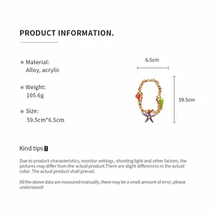 Detailed product information for starfish beaded necklace with alloy and acrylic materials