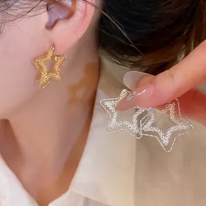Exquisite 18k gold plated star stud earrings for a minimalist and elegant look
