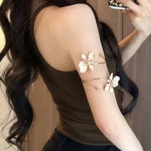 Neu Emaille Blume Verdreht Armreif Einfach Mode Elegant Spiral Armband Nische Design Eisen Schmuck Für Damen