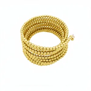 Elegant gold beaded multi-layer spiral wrap coil bracelet for women with luxury finish