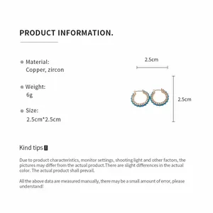 Product specification detail for vintage beaded hoop earrings with zircon stones