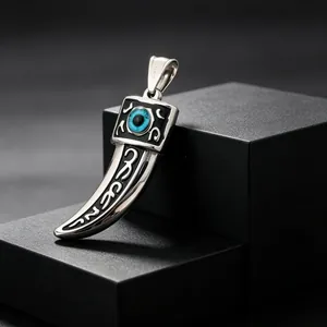 Men Stainless Steel Wolf Tooth Skull Pendant Punk Hip Hop Retro Gothic Animal Claw Pendant Only Without Chain Jewelry Gift