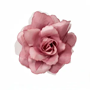Elegante Blumen-Haarklammer aus Stoff und Netz in Altrosa für einen süßen, feinen Stil.