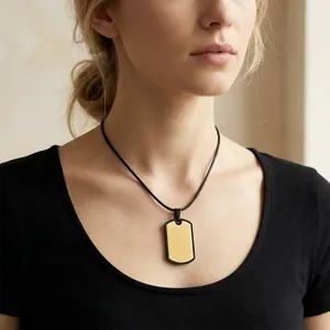 Stainless Steel Dog Tag Pendant Necklace Minimalist Brushed Rectangle Army Pendant Only For Men Women Jewelry