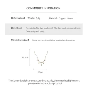 Detailed size information for 18k gold plated zircon flower necklace with water drop pendant