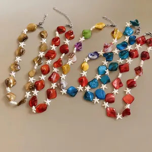 Colorful starfish and shell beaded necklaces perfect for a beach vacation style.