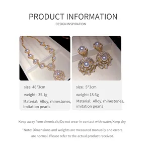 Detailansicht von Vintage-Halskette und Ohrringen mit Strass und Perlen inklusive Daten