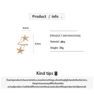 Detailed specifications of the gold starfish armlet showing dimensions and alloy material
