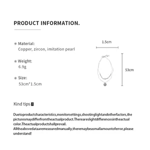 Detailed information for a French style star circle zircon double-layer necklace jewelry.
