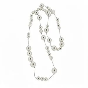 Elegant French vintage multi-size pearl strand necklace with high luster white pearls