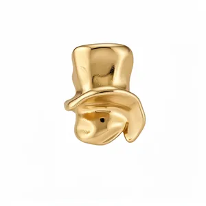 Elegant gold irregular twisted ring featuring a fluid melting metal aesthetic for women