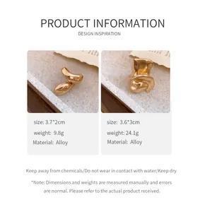 Detailed specifications for irregular gold-tone twisted metal rings made of alloy