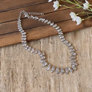 Elegant crystal flower necklace in a delicate forest-inspired choker style for women.