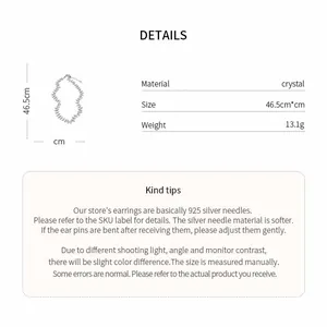 Detailed specifications for crystal flower necklace including material size and weight