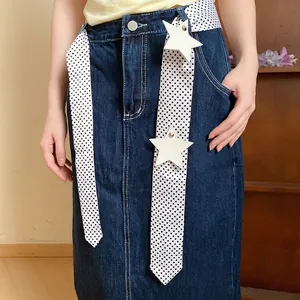 Elegant Korean style polka dot long silk scarf for hair tie or waist accessory decoration