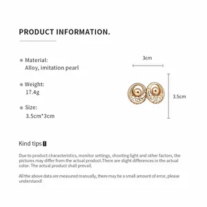 Fiche technique du produit montrant les dimensions et matériaux des boucles d'oreilles.
