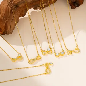 Minimalistische Unendlichkeit Herz Anhänger Halskette Für Damen Titanstahl Vergoldet Zirkonia Eingelegt Schlüsselbeinkette Schmuck Geschenk