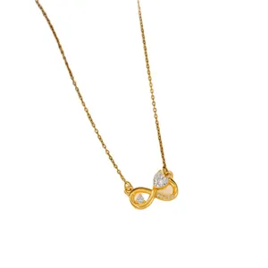 Minimalistische Infinity-Herz-Halskette aus Gold-Titanstahl mit Zirkonia-Steinen