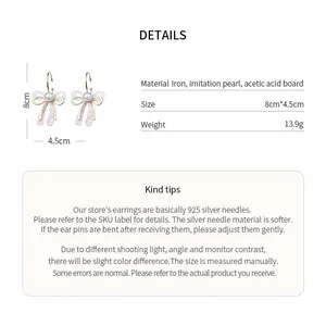 Spécifications détaillées des boucles d'oreilles nœud et perle avec dimensions et matériaux