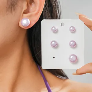 Orecchini a Bottone Geometrici in Perla Artificiale Minimalista Perno in Argento Sterling 925 Piccoli Gioielli Orecchini Tondi per Donne Ragazze Regalo