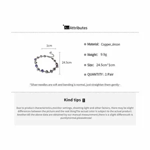 Detailed product specifications of the heart-shaped zircon bracelet with dimensions.