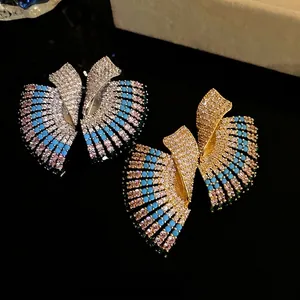 Luxury vintage irregular geometric stud earrings encrusted with colorful crystals