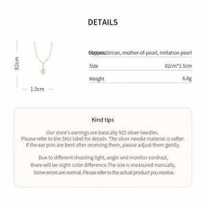 Technical details and dimensions of the 18k gold plated zircon and imitation pearl necklace