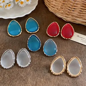 Minimalist Water Drop Resin Stud Earrings With 925 Sterling Silver Earring Post Elegant Alloy Personality Jewelry For Women