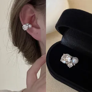Minimalistische Silberfarbene Ohrklemme Mit Strass Künstliche Perle Ohne Piercing Clip Ohrringe Für Damen Elegante Mode Schmuck