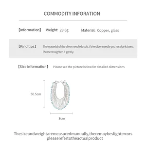 Detailed size and material specifications for crystal bead tassel necklace