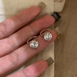 Irregular Zirconia Earrings Gold Plated Geometric Ear Huggies High End Design Sparkly Minimalist Women Daily Jewelry