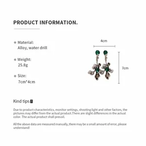 Detail view of vintage flower pendant earrings with size measurements and specs