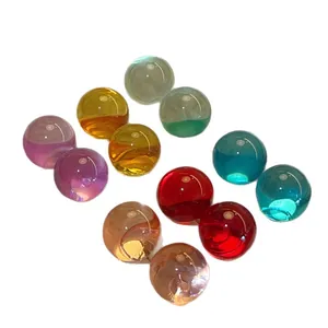 Minimalist colorful round resin stud earrings set with hypoallergenic silver needles.