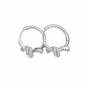 Elegant silver-plated knotted hoop earrings with sparkling cubic zirconia for daily wear