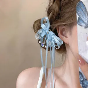 Pince à Cheveux Papillon Rêve Français Strass Perle Artificielle Nœud Gland Épingle à Cheveux pour Photographie de Mariage Femme Accessoires