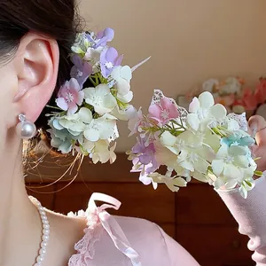 Elegant lace flower hair clip for women with sweet pastel floral design for side hair